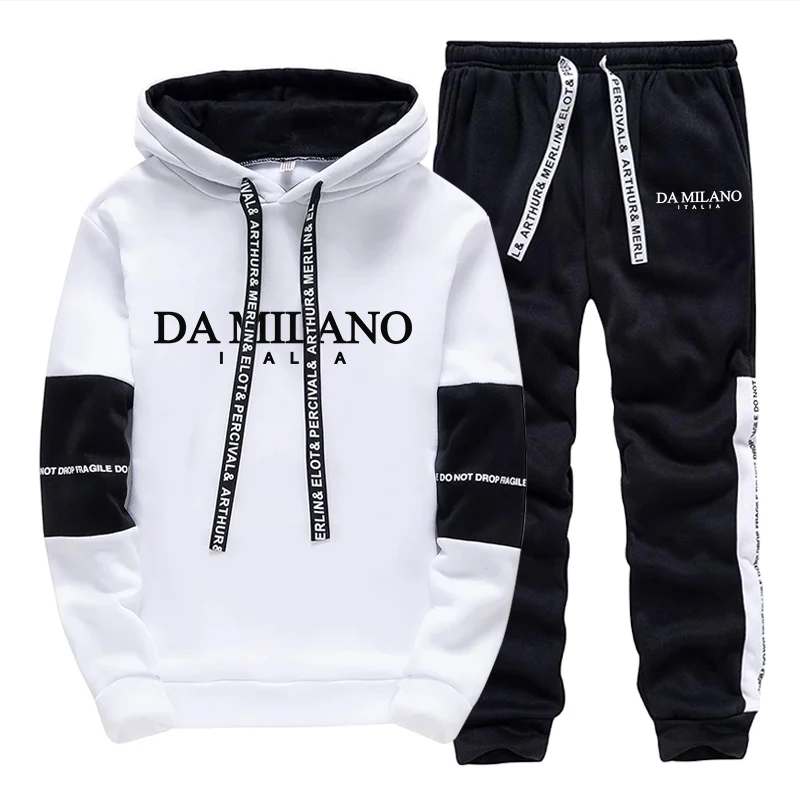 Winter Clothing Hoodie - Black White Autumn Winter Men's Tracksuit