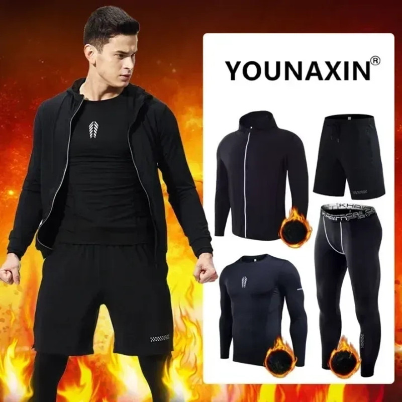 Warm Winter Clothing - 4-piece Men's Fitness Clothing Set Winter