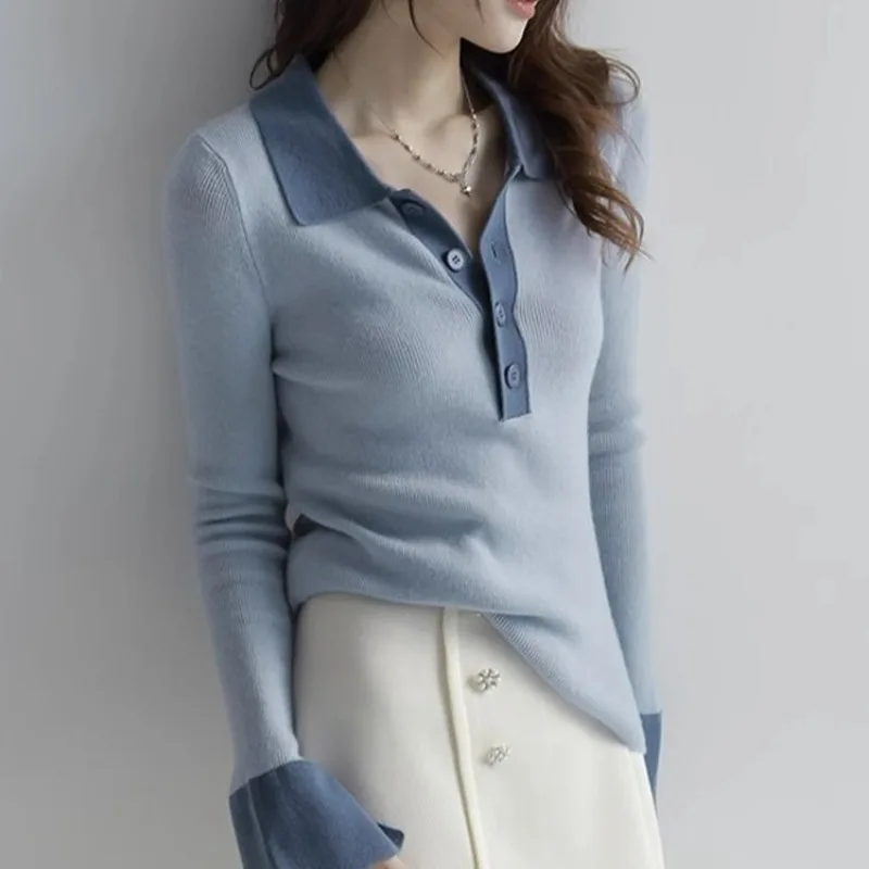 Winter Clothing Trends - Woman Tshirt With Collar Autumn Winter
